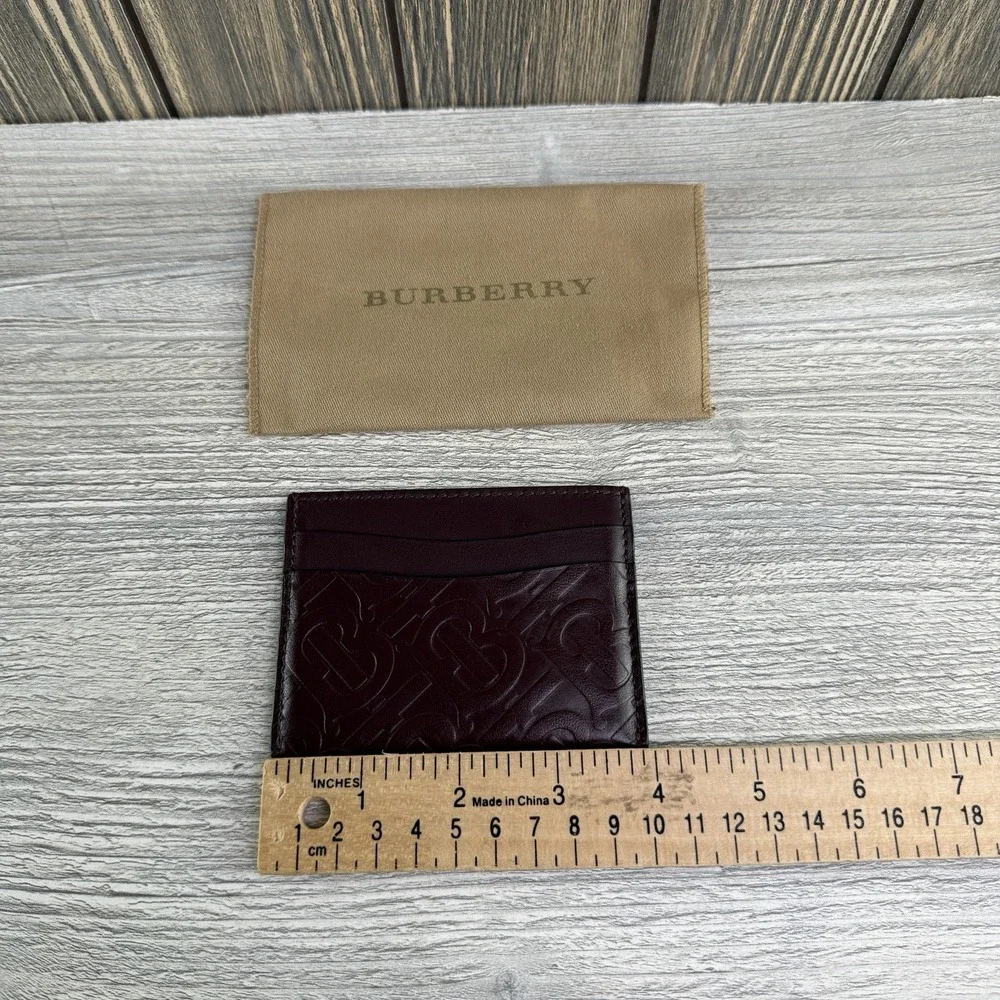 Burberry Sandon TB Monogram Calf Leather Card Holder Burgundy NWT Dust Bag